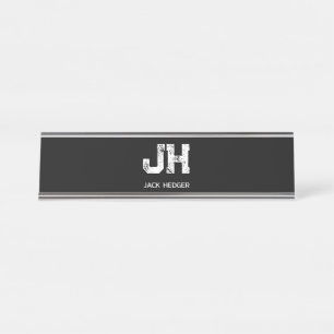 PLACA DE MESA MONOGRAMA DE DUAS LETRAS BRANCO MINIMALISTA NOME P