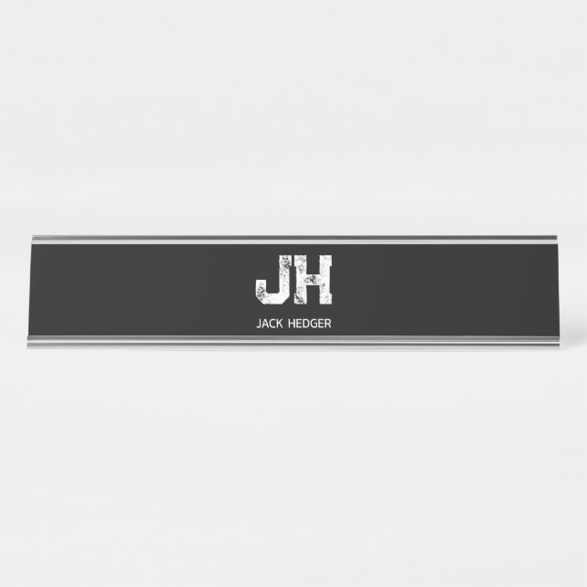 PLACA DE MESA MONOGRAMA DE NOME DE DUAS LETRAS BRANCO MINIMALIST (Frente)
