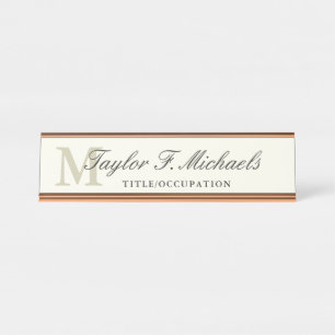 Placa De Mesa Monograma e Nome Elegante