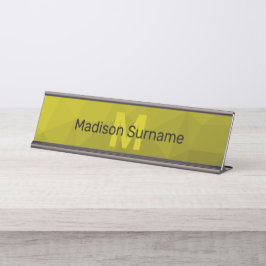 Placa De Mesa Monograma geométrico de malha ombre escuro amarelo