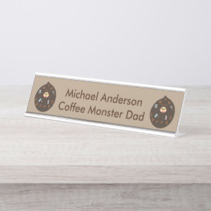 Placa De Mesa Monstro Engraçado Adora Personalizar Café
