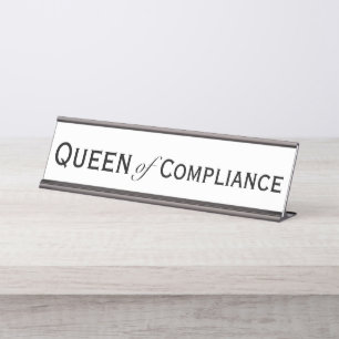 Placa De Mesa Mulher Responsável pela Conformidade da Rainha Wo
