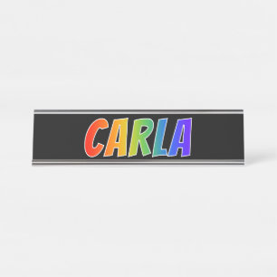 Placa De Mesa Nome "CARLA": Coloração do arco-íris do