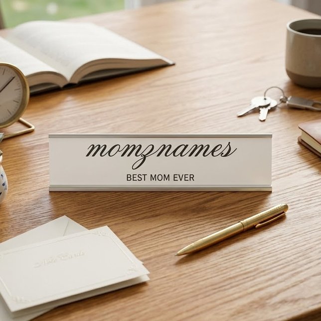 Placa De Mesa Nome com Caligrafia Personalizada Melhor Mãe do Mu (Criador carregado)