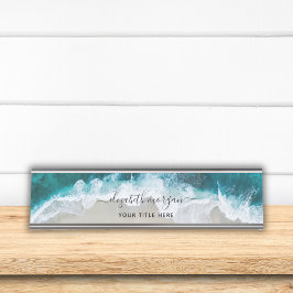 Placa De Mesa Nome com letra cursiva azul aqua elegante