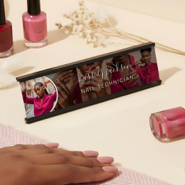 Placa De Mesa Nome da Caligrafia de Script de Colagem de Fotos M