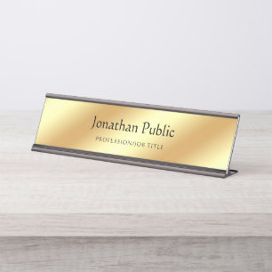Placa De Mesa Nome de manuscrito elegante Texto Dourado moderno 