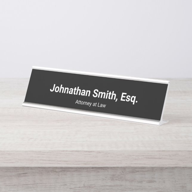 Placa De Mesa Nome do Advogado em Negrito Cargo Profissional Pre (Frente)