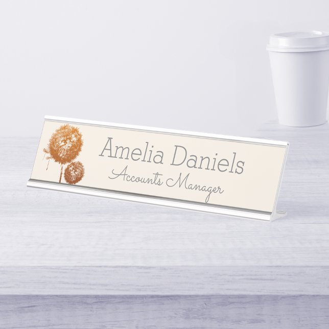 Placa De Mesa Nome do Monograma de Flor Selvagem bonito (Criador carregado)