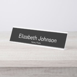 Placa De Mesa Nome do Notário Público e Cargo Preto