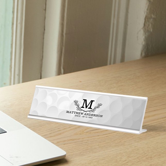 Placa De Mesa Nome do Padrão de Bola de Golfe Personalizada Mono (Criador carregado)