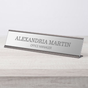 Placa De Mesa Nome do Título do Trabalho Silver Mínimo Metáli