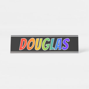 Placa De Mesa Nome "DOUGLAS": Coloração do arco-íris do