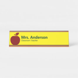 Placa De Mesa Nome e cargo do professor amarelo Apple