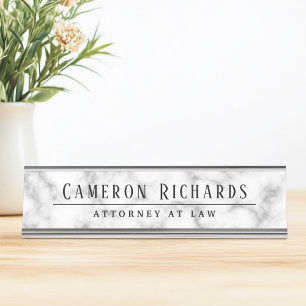 Placa De Mesa Nome e modelo de título da aparência do mármore