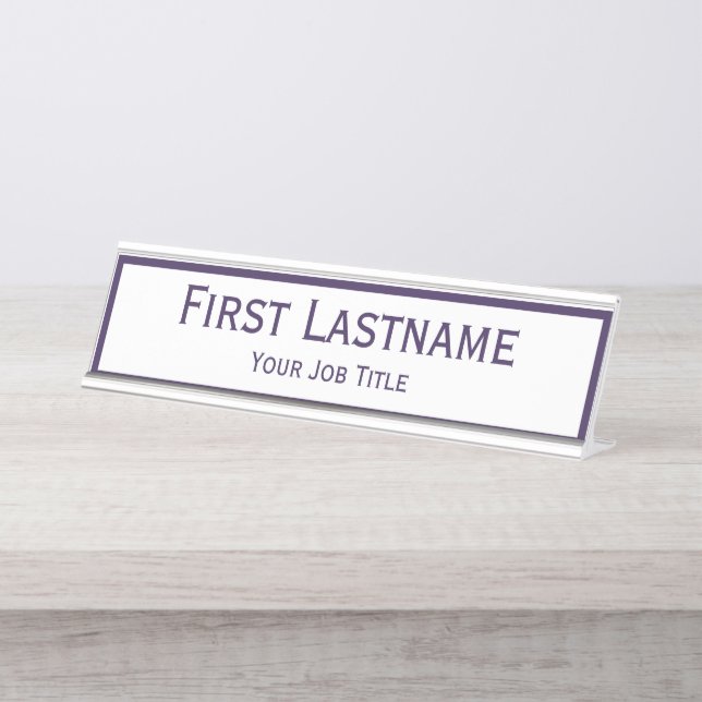 Placa De Mesa Nome feito sob encomenda violeta roxo escuro (Frente)