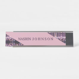 Placa De Mesa Nome personalizado com fundo rosa mágico