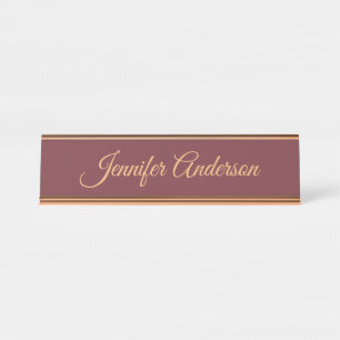 Placa De Mesa Nome Personalizado de Cor do Vinho Elegante Da Cal
