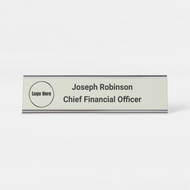 Placa De Mesa Nome personalizado Logotipo branco Sage (Frente)