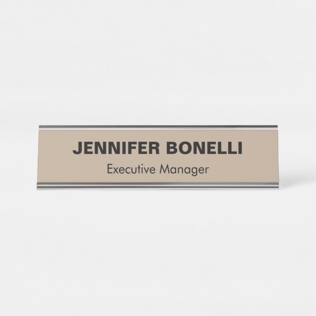 Placa De Mesa Nome personalizado minimalista da tendência (Frente)