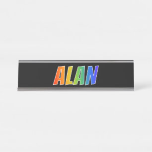 Placa De Mesa Nome próprio "ALAN": Coloração do Arco-Íris Di