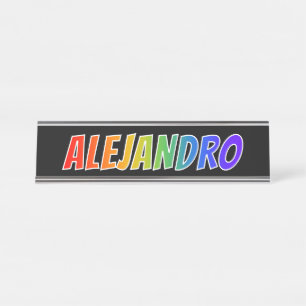 Placa De Mesa Nome próprio "ALEJANDRO": Coloração do Arco-Ír