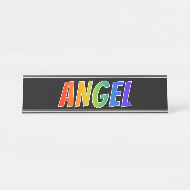 Placa De Mesa Nome próprio "ANGEL": Cor do arco-íris (Frente)