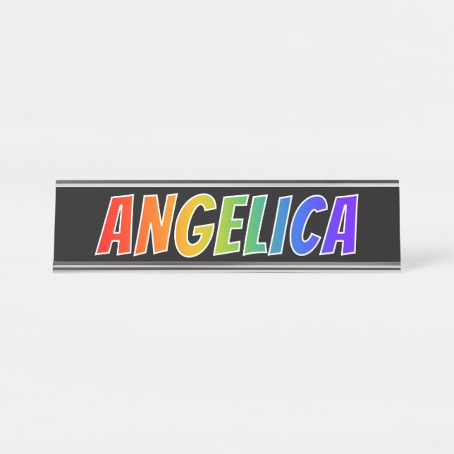 Placa De Mesa Nome próprio "ANGELICA": Corante Arco-Íris Diverti (Frente)