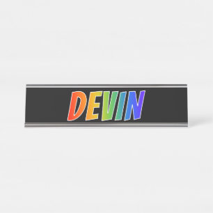 Placa De Mesa Nome próprio "DEVIN": Corante Arco-Íris Divertido