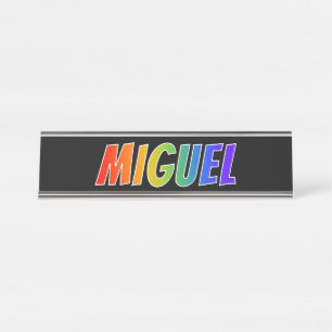 Placa De Mesa Nome próprio "MIGUEL": Coloração do Arco-Íris