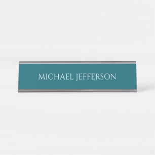 Placa De Mesa Nome Próprio Simples Cor Azul Escuro Personalizado