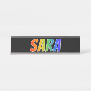 Placa De Mesa Nome "SARA": Coloração do arco-íris do