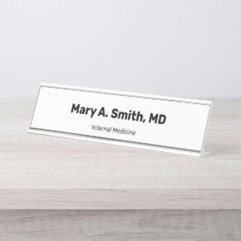 Placa De Mesa Nome Simples do Médico em Negrito Especialidade Mé