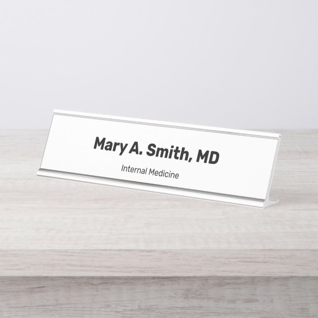 Placa De Mesa Nome Simples do Médico em Negrito Especialidade Mé (Frente)