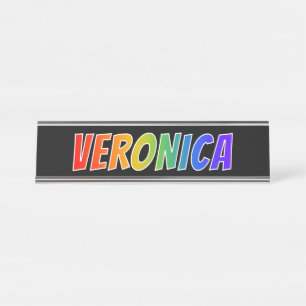 Placa De Mesa Nome "Veronica": Coloração do arco-íris do