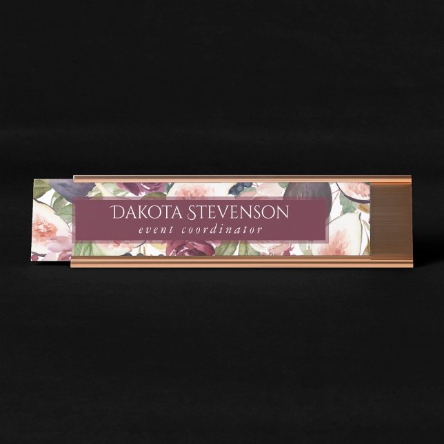 Placa De Mesa Números Blooming | Alicerce Aquarela Floral e Nome (Criador carregado)
