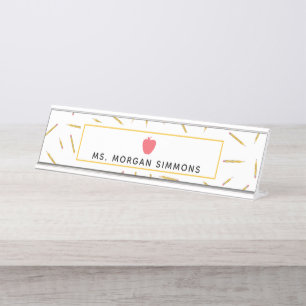 Placa De Mesa O amarelo escreve a placa de identificação