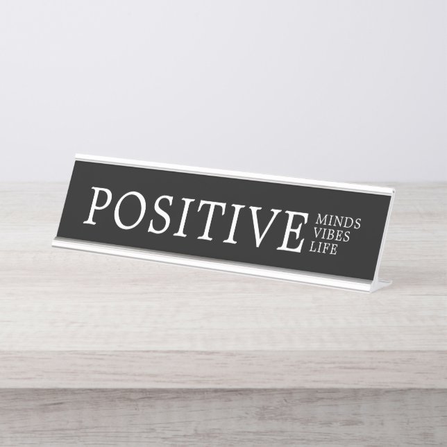 Placa De Mesa O positivo preto e branco moderno ocupa-se da vida (Frente)