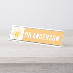 Placa De Mesa Obrigado sunshine você professora elegante moderna