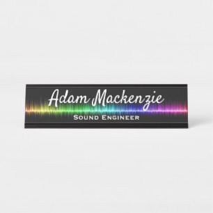 Placa De Mesa Office Desk assina Rainbow Black Name Placa Sinal