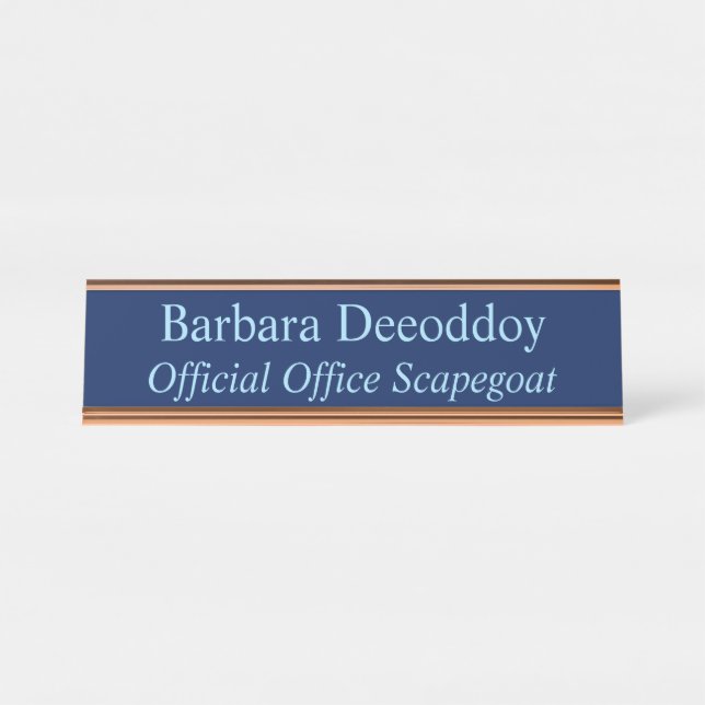 Placa De Mesa Official Office Scapegoat Dark Navy (Frente)