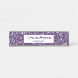Placa De Mesa Olhar de Textura de Brilho Roxo Falso com Texto Pe