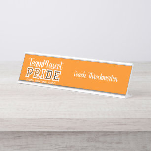Placa De Mesa Orgulho Escolar Laranja Mascot Nome Nome Mesa Plac