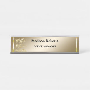 Placa De Mesa Ouro elegante moderno profissionalmente com o nome