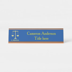 Placa De Mesa Ouro Libra Escala - Sinal de Estrela Personalizado