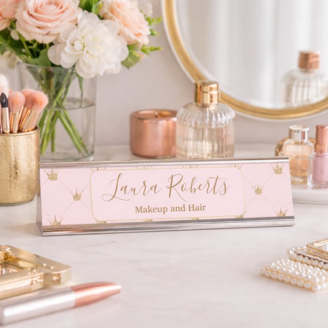 Placa De Mesa Padrão Coroa Elegante Rosa (Criador carregado)