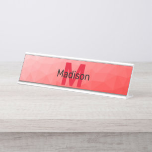 Placa De Mesa Padrão de malha geométrica gradiente vermelho Mono