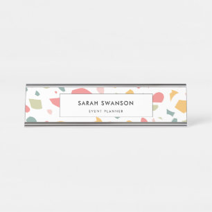 Placa De Mesa Padrão pastel moderno de terrazzo