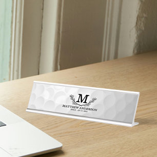 Placa De Mesa Padrão Personalizado da Bola de Golfe Nome Monogra