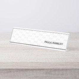 Placa De Mesa Padrão Simples de Monograma de Cinzas Brancas